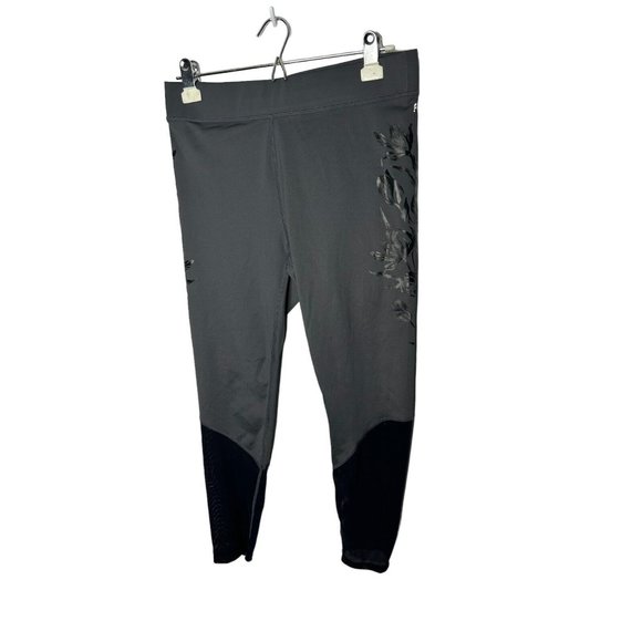 Fabletics Ultra Cool Floral 7/8 Leggings Mid Rise Size L Gray Black Activewear - Picture 1 of 1